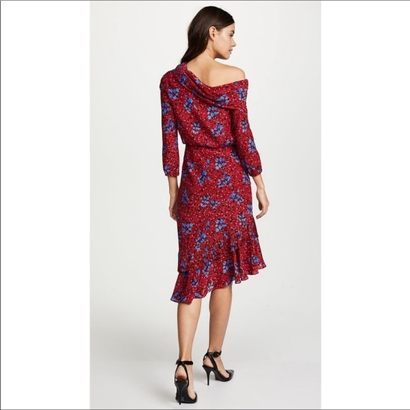 NWT💋SALONI Lexie Asymmetrical Pleated Silk Dress size 2 - Picture 4 of 13